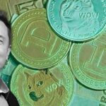 Elon Musk speaking at a podium with the U.S. flag behind him, symbolizing his role in U.S. government reform through Doge.