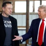 Image of Donald Trump and Elon Musk in a heated public feud, symbolizing a political and business clash played out on social media